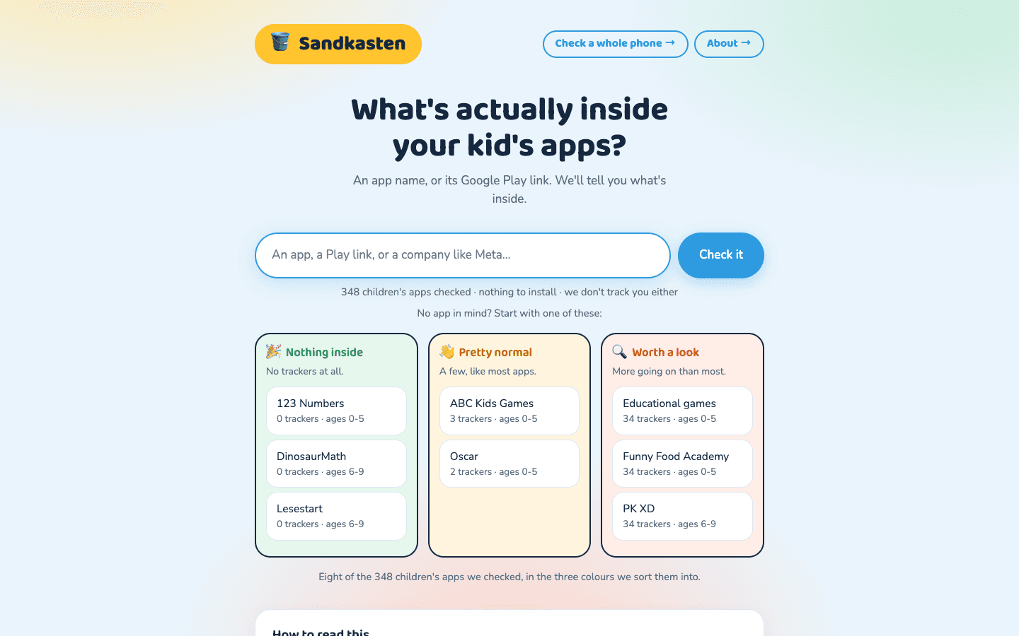 Sandkasten search interface: explore Android apps and inspect connected evidence in the knowledge graph